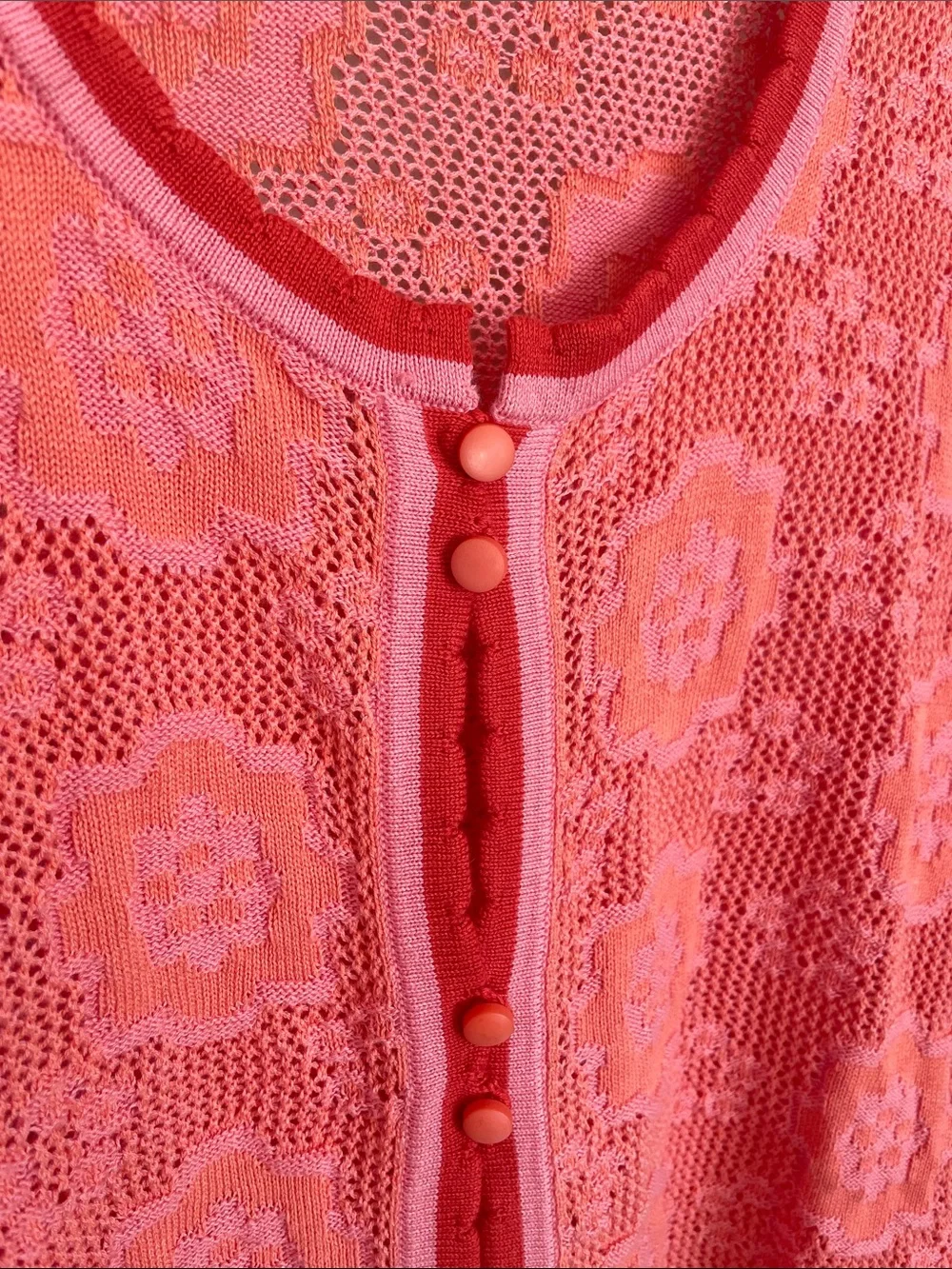 Gudrun Sjoden Coral Naima Crochet Button-Front Cardigan L Organic Cotton Artsy